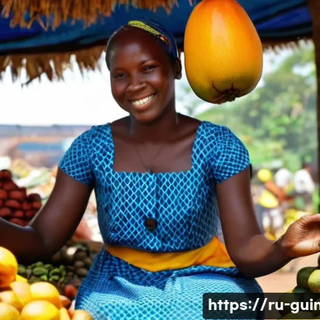 기니에서 가장 많이 소비되는 음료 - **Image Prompt:** A sunlit marketplace in Conakry, Guinea, bustling with activity. A young Guinean w...