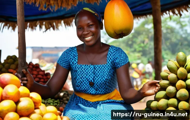 기니에서 가장 많이 소비되는 음료 - **Image Prompt:** A sunlit marketplace in Conakry, Guinea, bustling with activity. A young Guinean w...