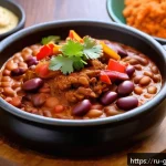 기니의 특산물과 요리 - A vibrant traditional Guinean meal spread on a large wooden platter, featuring richly spiced stewed ...