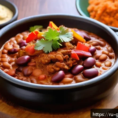 기니의 특산물과 요리 - A vibrant traditional Guinean meal spread on a large wooden platter, featuring richly spiced stewed ...